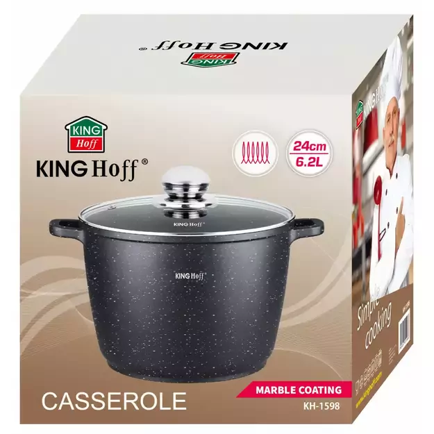 KINGHoff marmurinis puodas su dangčiu, 6,2 l, Ø24 cm KH-1598 3