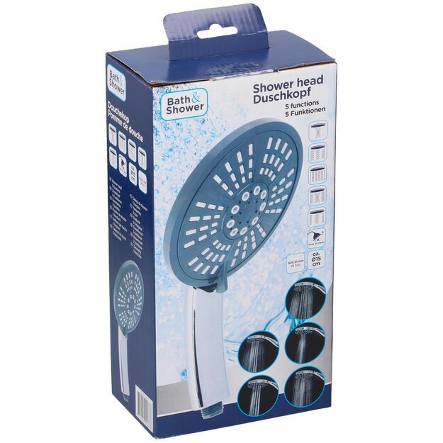 Bath & Shower dušo galvutė, Ø15 cm, 5 purškimo režimai 871125292437 4