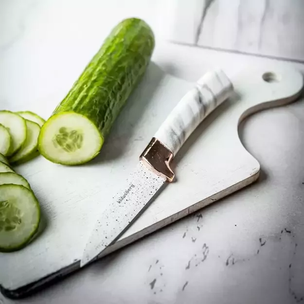 Klausberg virtuvinių peilių rinkinys su stovu, 5 dalių, baltas su rudos spalvos elementais KB-7769 3