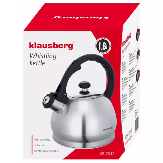 Klausberg nerūdijančio plieno virdulys su švilpuku, 1,8 l KB-7042 4