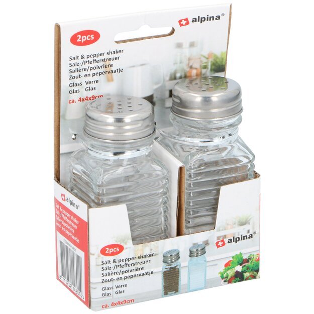 ChatGPT said:  Alpina druskos ir pipirų barstytuvai 4×4×9 cm 871125214801
