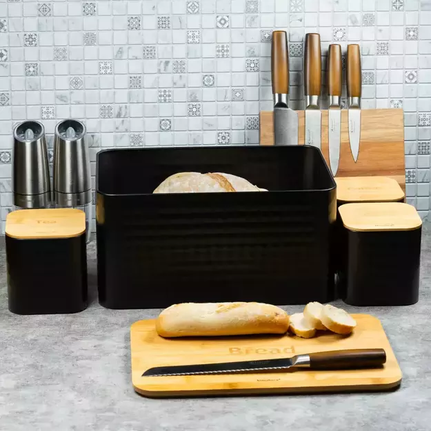 Klausberg duoninė su 3 konteineriais, plienas–bambukas, juoda KB-7482 1