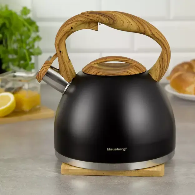Klausberg arbatinukas su švilpuku nerūdijančio plieno 3 l juodas KB-7450 1