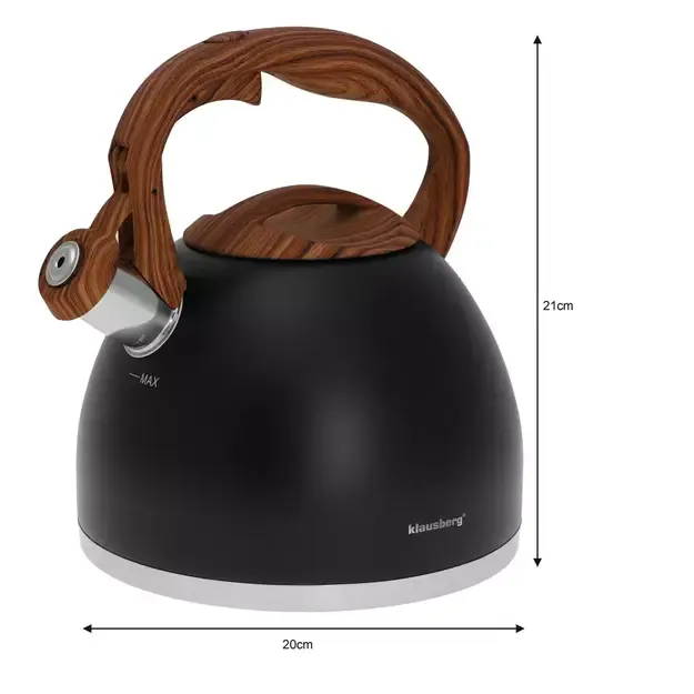 Klausberg arbatinukas su švilpuku nerūdijančio plieno 3 l juodas KB-7450 2