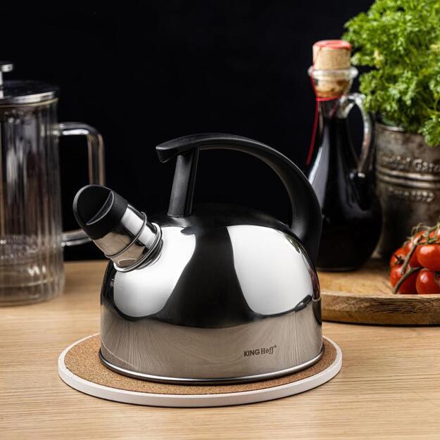 KINGHoff nerūdijančio plieno virdulys su švilpuku, 1,5 l, sidabrinis KH-1896 4