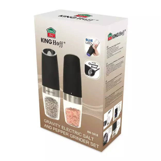 Kinghoff elektriniai gravitaciniai druskos ir pipirų malūnėliai, rinkinys KH-1618 3