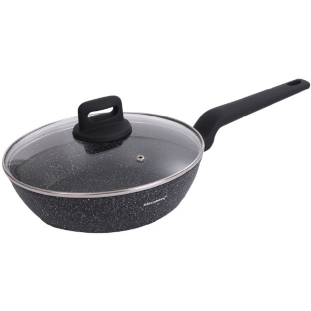 Klausberg aliumininė keptuvė su marmurine danga ir dangčiu, Ø24 cm, juoda KB-7666