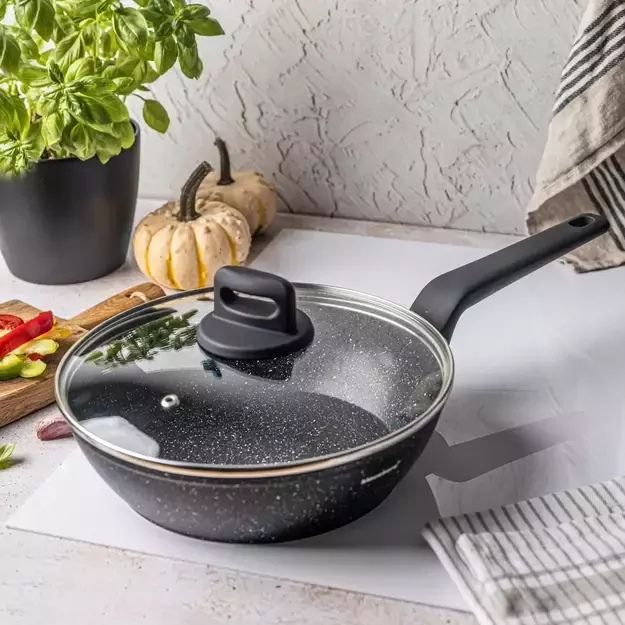 Klausberg aliumininė keptuvė su marmurine danga ir dangčiu, Ø24 cm, juoda KB-7666 3