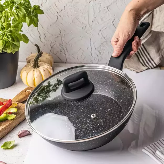 Klausberg aliumininė keptuvė su marmurine danga ir dangčiu, Ø24 cm, juoda KB-7666 4