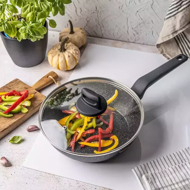 Klausberg aliumininė keptuvė su marmurine danga ir dangčiu, Ø24 cm, juoda KB-7666 5