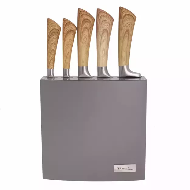 KASSEL virtuvinių peilių rinkinys su mediniu bloku, 5 dalių 93307 2