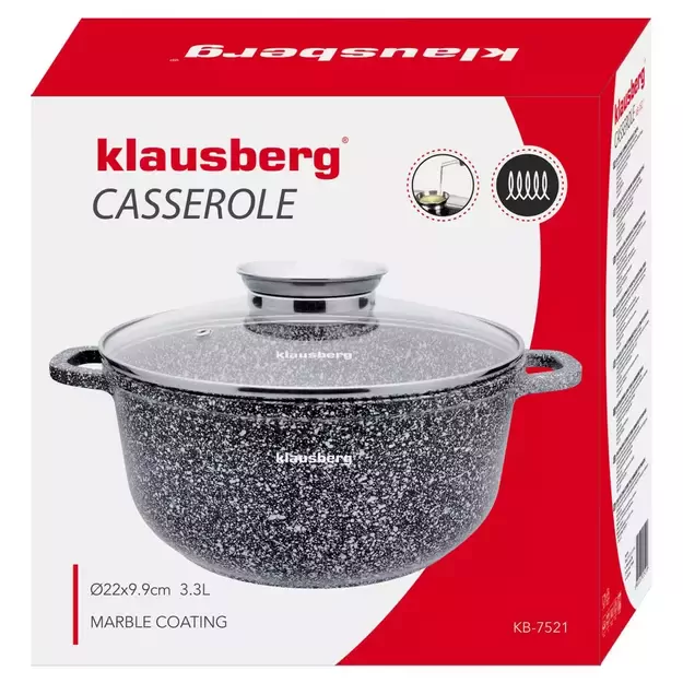 Klausberg aliumininis puodas su dangčiu, 3,3 l, Ø22 cm KB-7521 2