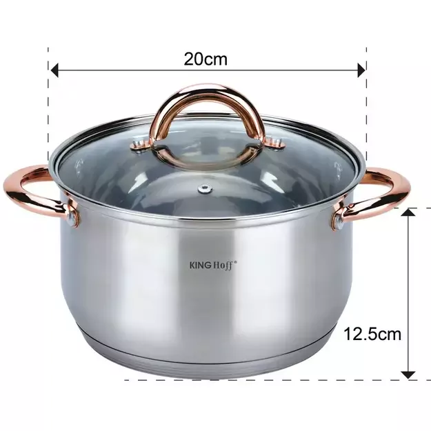 KINGHoff nerūdijančio plieno puodų rinkinys, 6 dalių, rožinio aukso spalvos KH-1762 3