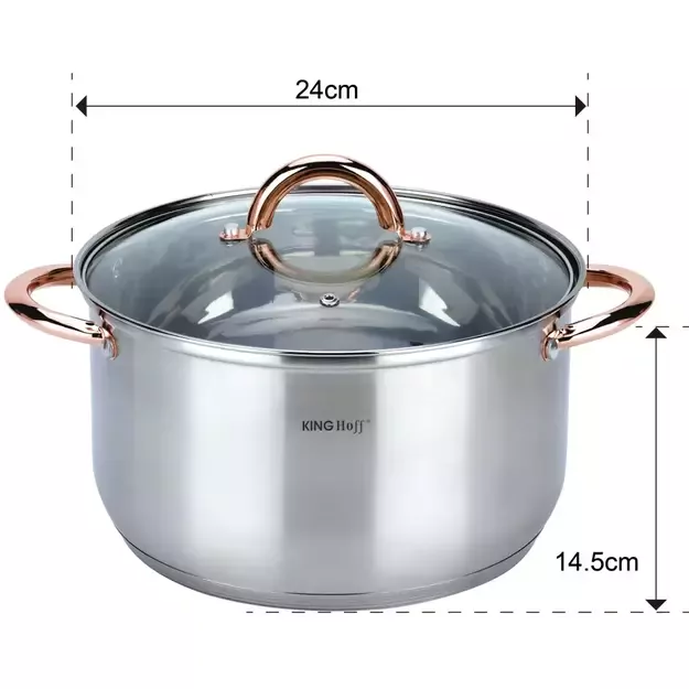 KINGHoff nerūdijančio plieno puodų rinkinys, 6 dalių, rožinio aukso spalvos KH-1762 4