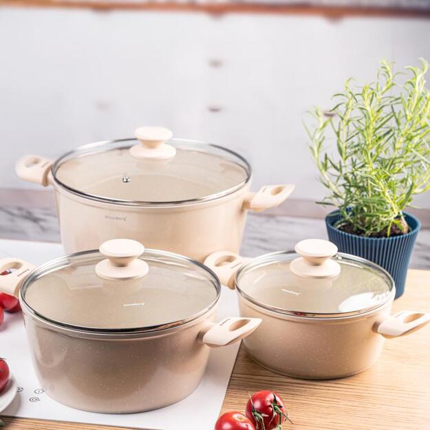 Klausberg puodų rinkinys 6 dalių aliuminis marmuro danga indukcijai smėlio spalvos KB-7961 3