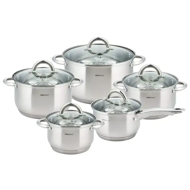 Kinghoff puodų rinkinys 10 dalių, plienas KH-4449