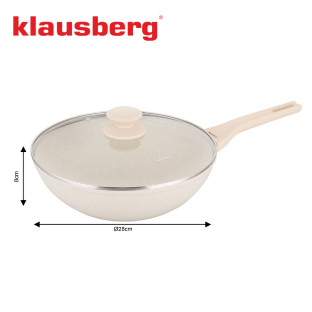 Klausberg WOK keptuvė su dangčiu Ø28 cm 3,9 l kreminė KB-7991 3