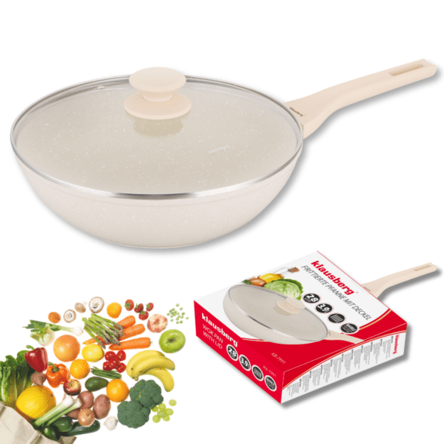 Klausberg WOK keptuvė su dangčiu Ø28 cm 3,9 l kreminė KB-7991 2