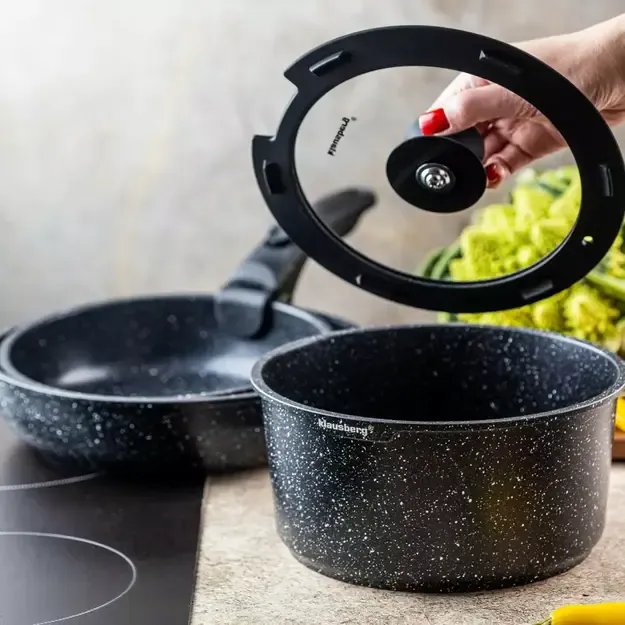 Klausberg puodų ir keptuvių rinkinys su nuimama rankena 5 dalių marmuro danga KB-7858 4