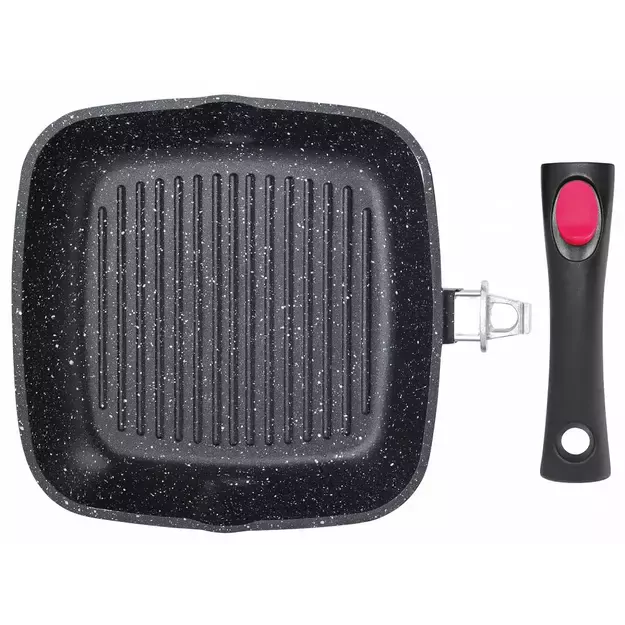 KINGHoff aliumininė keptuvė su marmurine danga ir nuimama rankena, Ø24 cm, juoda KH-1510 2