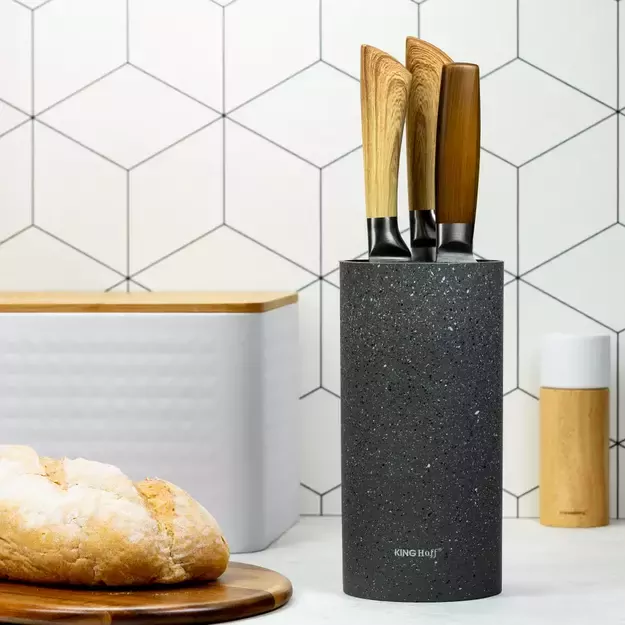 KINGHoff peilių stovas, pilkas marmurinis, 11 × 22 cm KH-1249 1