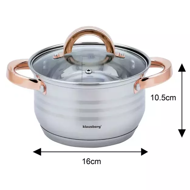 Klausberg nerūdijančio plieno puodų rinkinys, kelių dydžių KB-7700 2