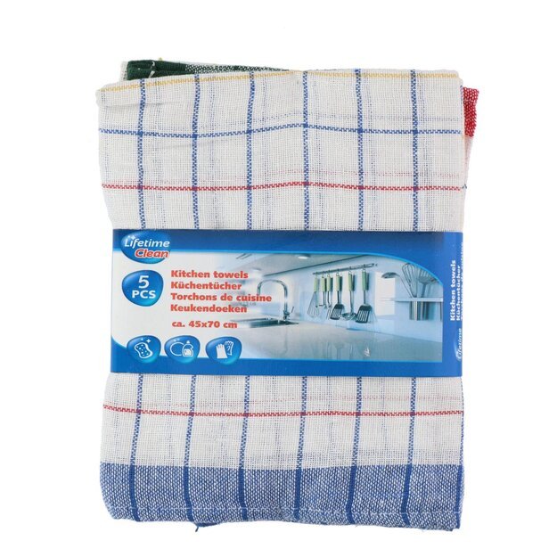 Lifetime virtuvinių rankšluosčių rinkinys, langelių rašto, 45 × 70 cm, 5 vnt. 871125217660