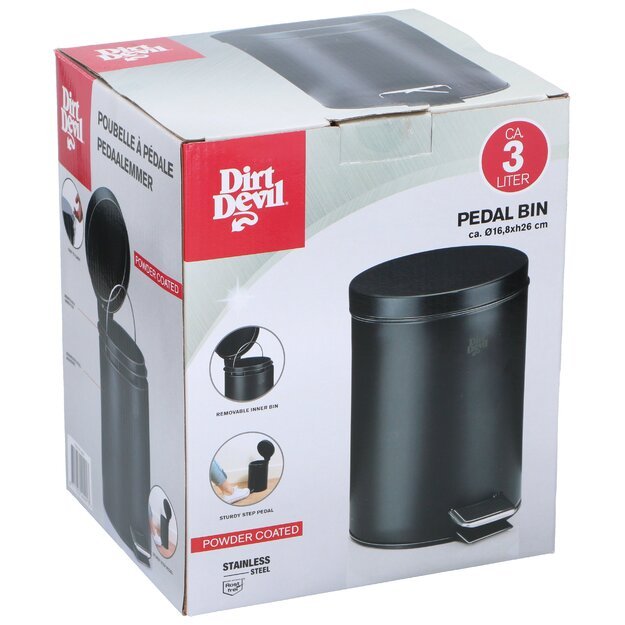 DIRT DEVIL šiukšliadėžė su pedalu, 3 l, 871125249491 1