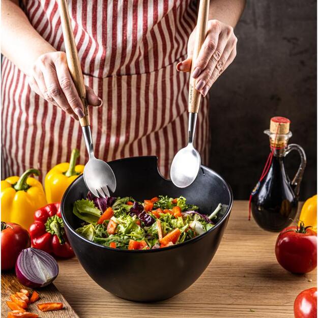 Klausberg keraminė salotinė juoda su serviravimo šaukštais KB-7786 1