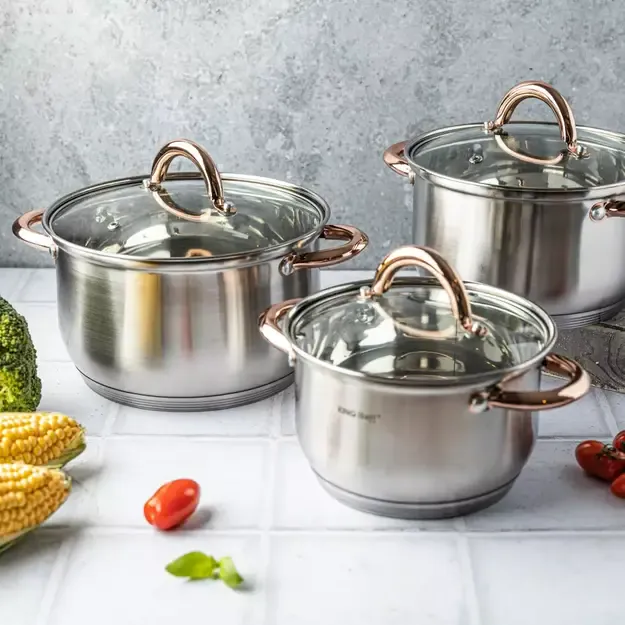 Kinghoff puodų rinkinys 6 elementai, rožinio aukso spalva KH-1761 2