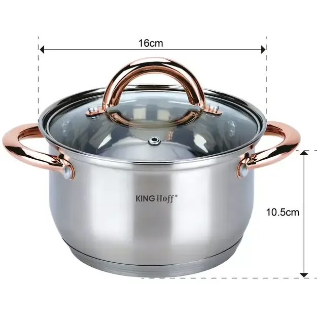 Kinghoff puodų rinkinys 6 elementai, rožinio aukso spalva KH-1761 6