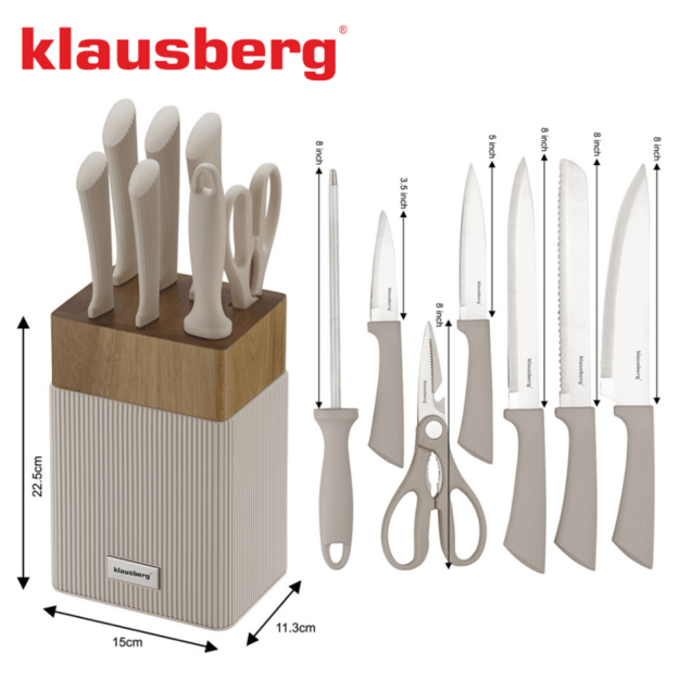 Klausberg peilių rinkinys su akacijos medienos stovu 8 dalių KB-7984 2