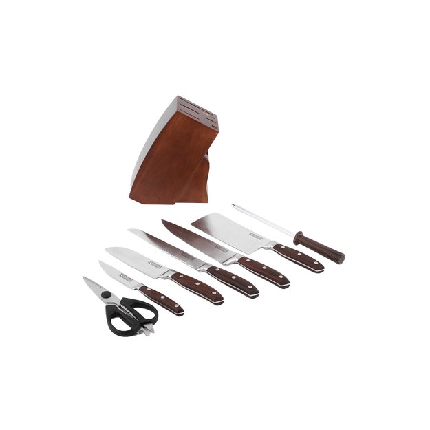CS Kochsysteme medinis virtuvinių peilių ir įrankių rinkinys su stovu, 8 dalių SOLTAU 2