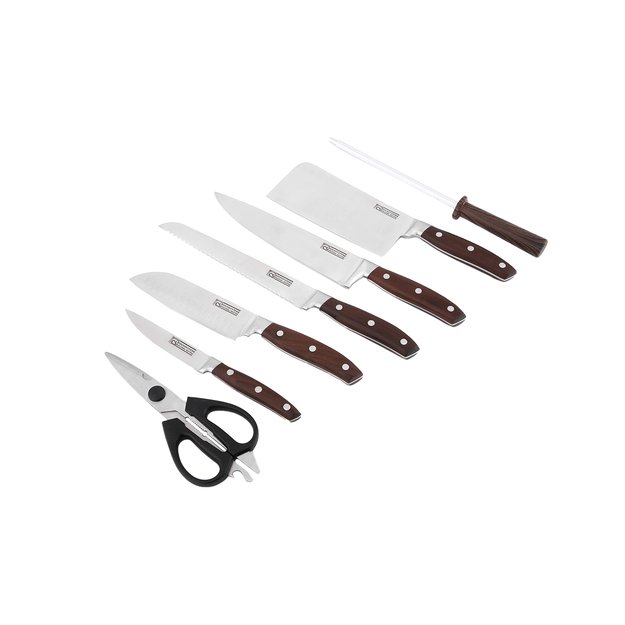 CS Kochsysteme medinis virtuvinių peilių ir įrankių rinkinys su stovu, 8 dalių SOLTAU 1