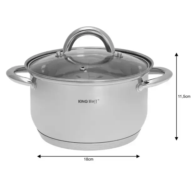 KINGHoff nerūdijančio plieno puodų rinkinys su dangčiais, 6 dalių KH-4447 1
