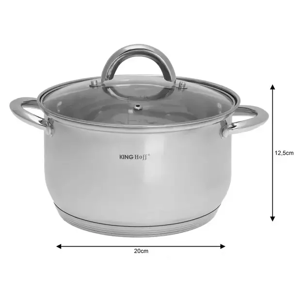 KINGHoff nerūdijančio plieno puodų rinkinys su dangčiais, 6 dalių KH-4447 3