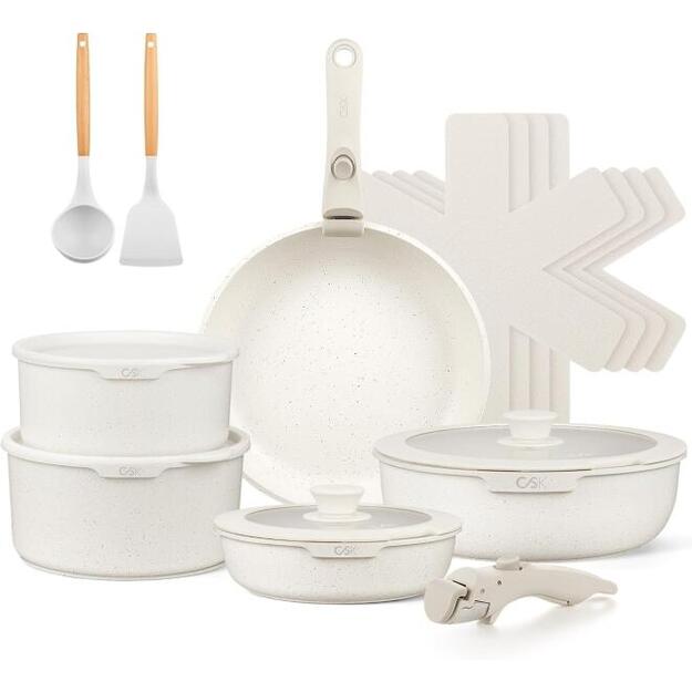 Carl Schmidt Sohn puodų ir keptuvių rinkinys 17 dalių Breeze Creme