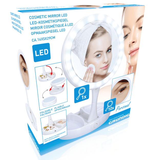Grundig kosmetinis veidrodis su 12 LED, sulankstomas, 10× / 1× 871125213983 1
