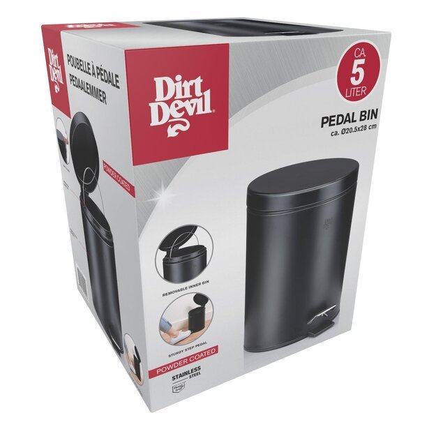 DIRT DEVIL pedalinė šiukšliadėžė, 5 l, miltelinė danga, 871125249492 1
