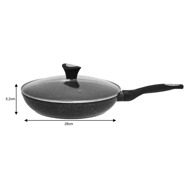 Aliumininė keptuvė su marmurine danga ir dangčiu, Ø28 cm, pilka KB-7041 3