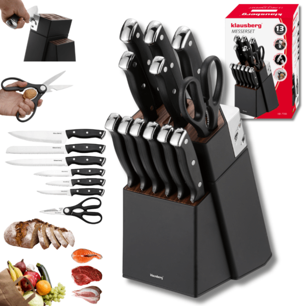 Klausberg peilių rinkinys su stovu ir galąstuvu 13 dalių KB-7985 3
