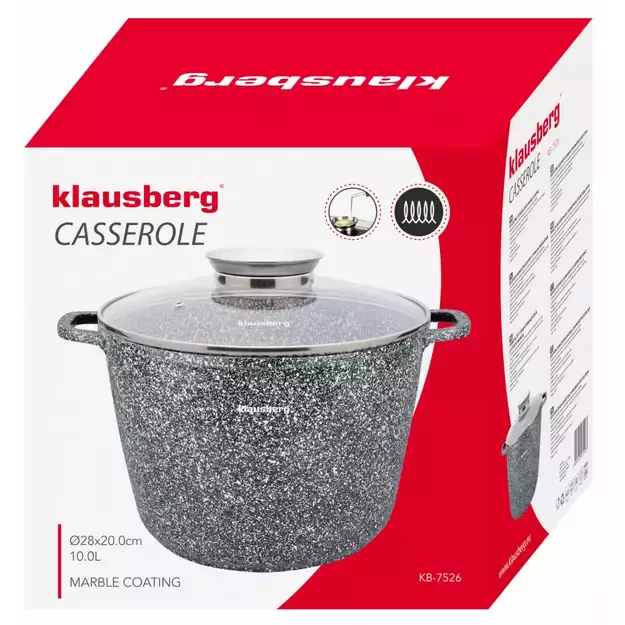 Klausberg aliumininis marmurinis puodas su dangčiu, 10 l, Ø28 cm KB-7526 1