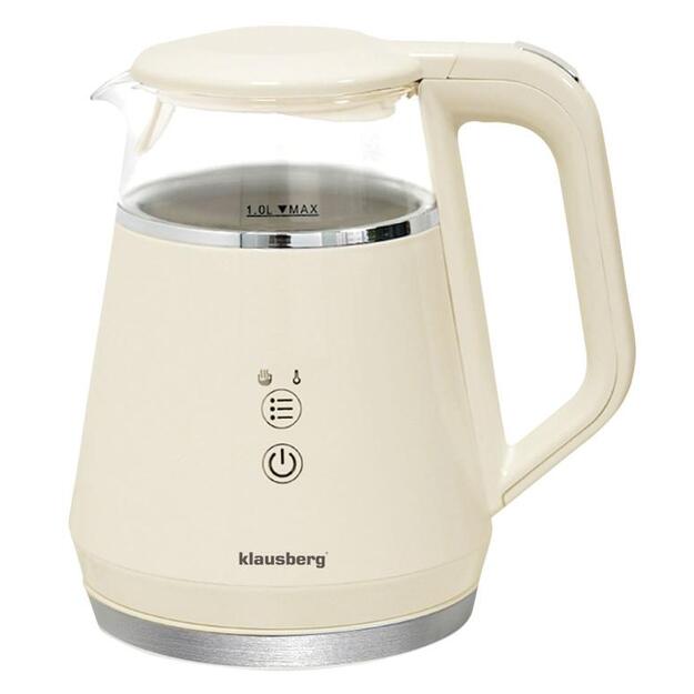 Klausberg elektrinis virdulys, stiklinis, LED valdymas, 1 l KB-7893
