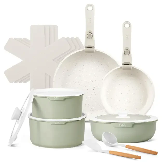 CS Kochsysteme puodų ir keptuvių rinkinys 17 dalių BREEZE žalias