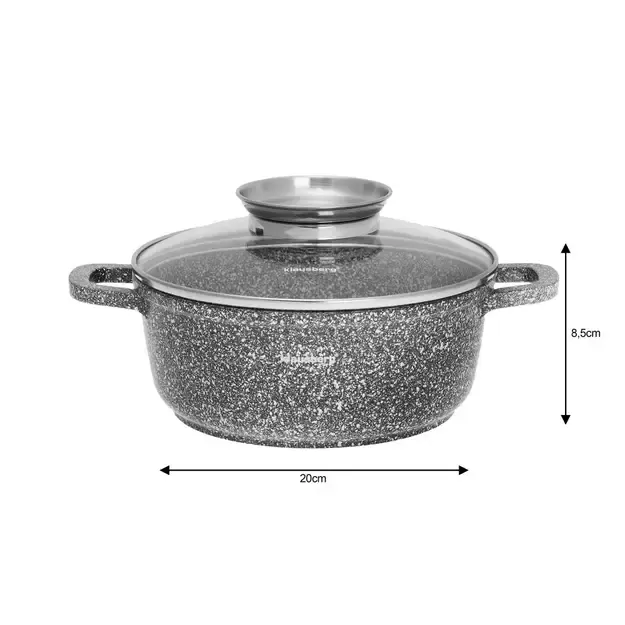 Klausberg puodų rinkinys 6 dalių pilkas marmuro efekto Ø20 / 24 / 28 cm KB-7533 1