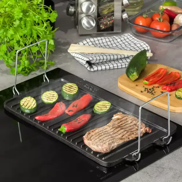 Kinghoff ketaus grilio plokštė dvipusė 44 × 24 × 2 cm KH-1262 1