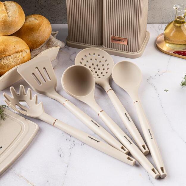 Klausberg virtuvinių peilių, įrankių ir pjaustymo lentos rinkinys, 12 dalių, smėlio spalvos KB-7935 7