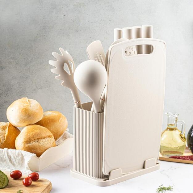 Klausberg virtuvinių peilių, įrankių ir pjaustymo lentos rinkinys, 12 dalių, smėlio spalvos KB-7935 4