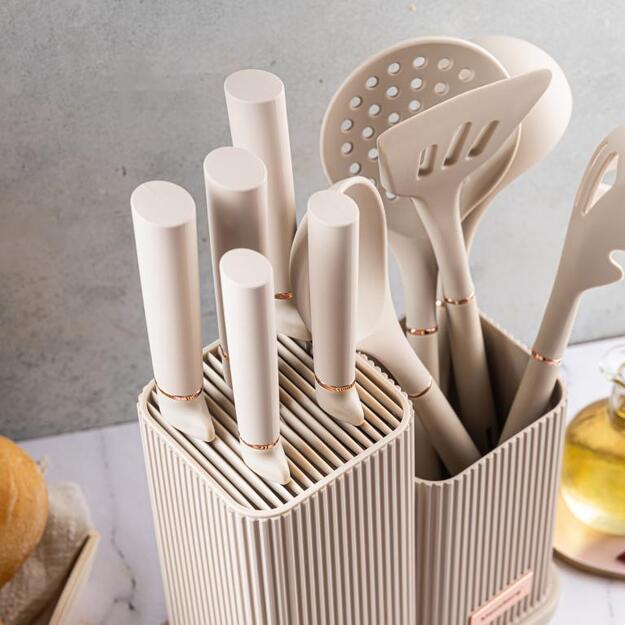 Klausberg virtuvinių peilių, įrankių ir pjaustymo lentos rinkinys, 12 dalių, smėlio spalvos KB-7935 6