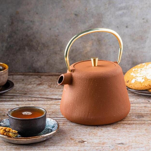 KINGHoff ketaus arbatinukas su sieteliu, 1 l, plytinės spalvos KH-1934 1